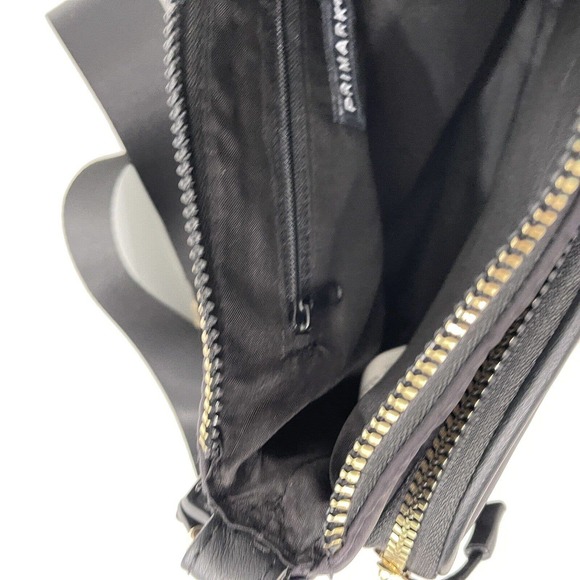 Convertible Crossbody Shoulder Black Nylon Fabric Small Zip Bag Gold Adjustable - Picture 10 of 16